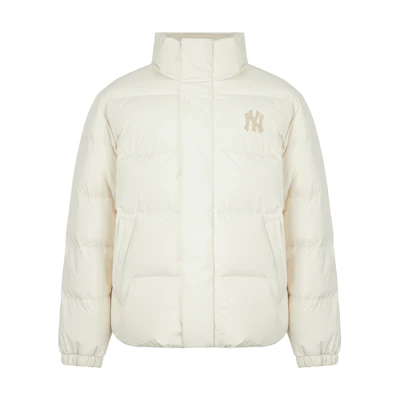 MLB Logo Print Short Puffer Jacket Unisex - Off White 3ADJB0116-50CRS