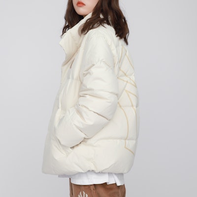 MLB标志印花短款羽绒服男女同款 - 米白色 3ADJB0116-50CRS Sizing MLB标志印花短款羽绒服男女同款 - 米白色 3ADJB0116-50CRS