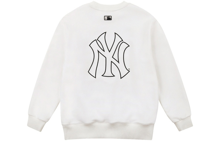 MLB Logo Printed Crewneck Pullover Sweatshirt Unisex White 31MT04111-50I
