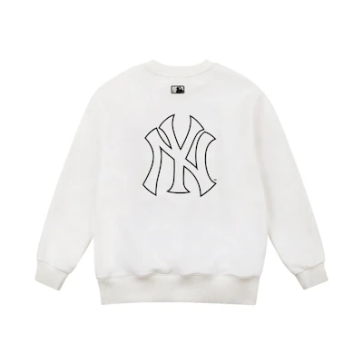 MLB Logo Printed Crewneck Pullover Sweatshirt Unisex White 31MT04111-50I
