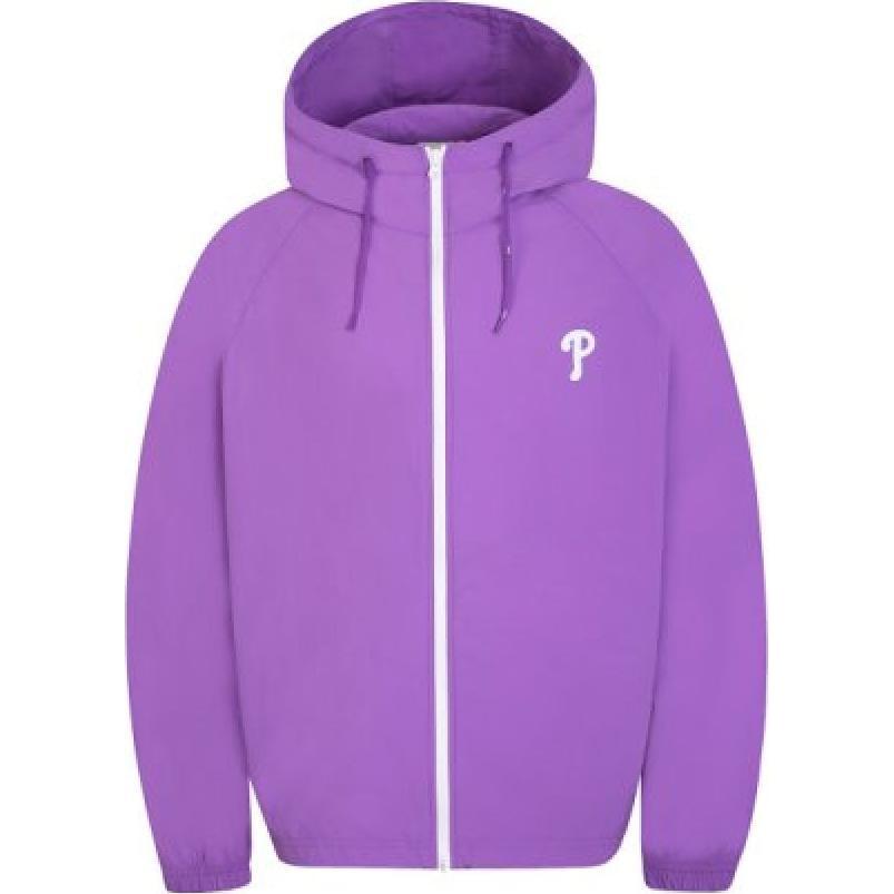 MLB Logo Printed Drawstring Hooded Zip Jacket Unisex Purple 31JPR1031-10C