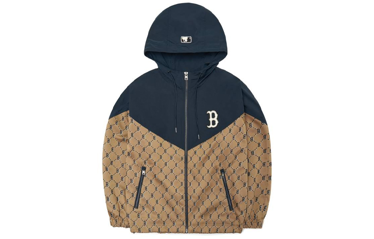MLB Logo Printed Hoodie Jacket Unisex Khaki Color 3AWJM0224-43BGS 圖 2