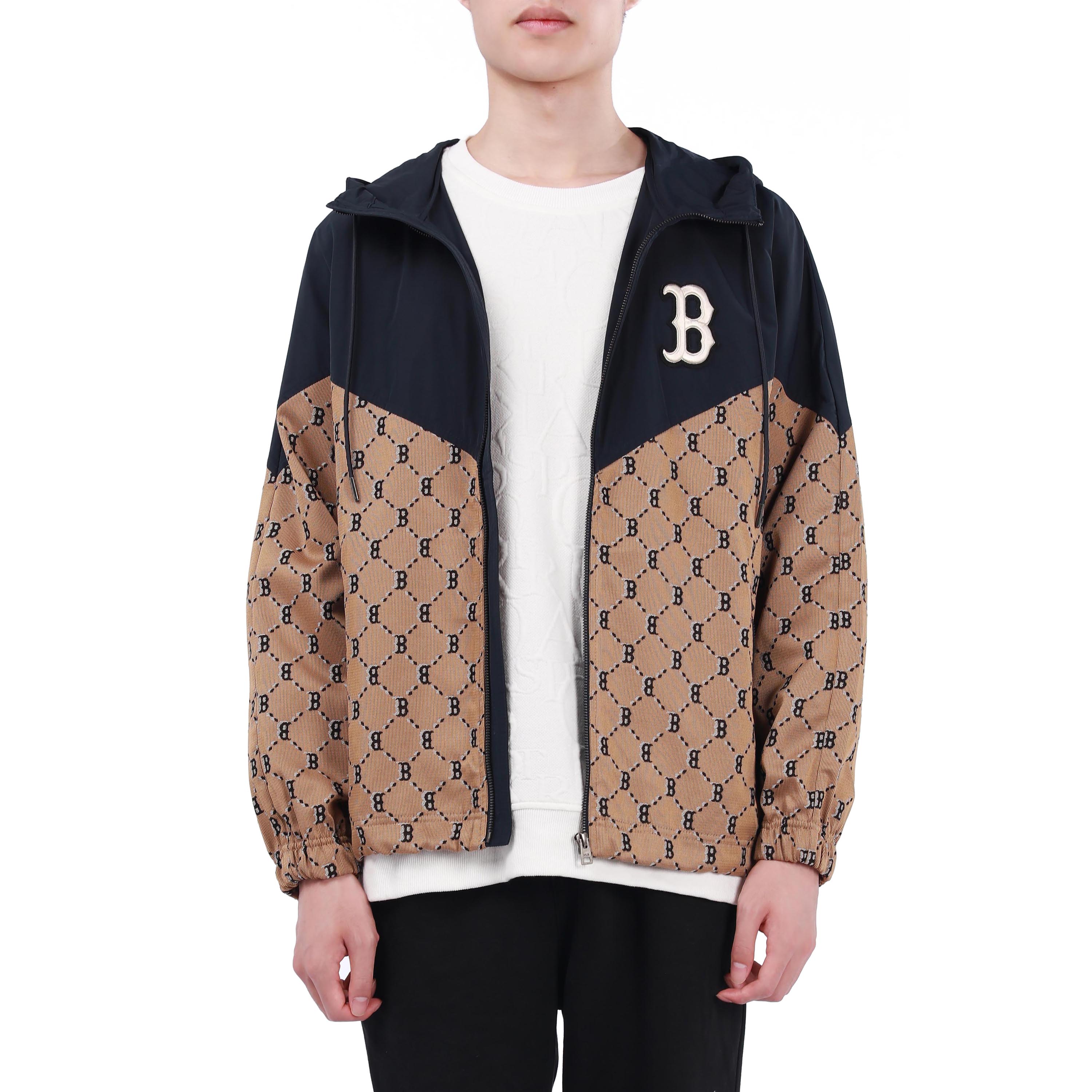 MLB Logo Printed Hoodie Jacket Unisex Khaki Color 3AWJM0224-43BGS 圖 4