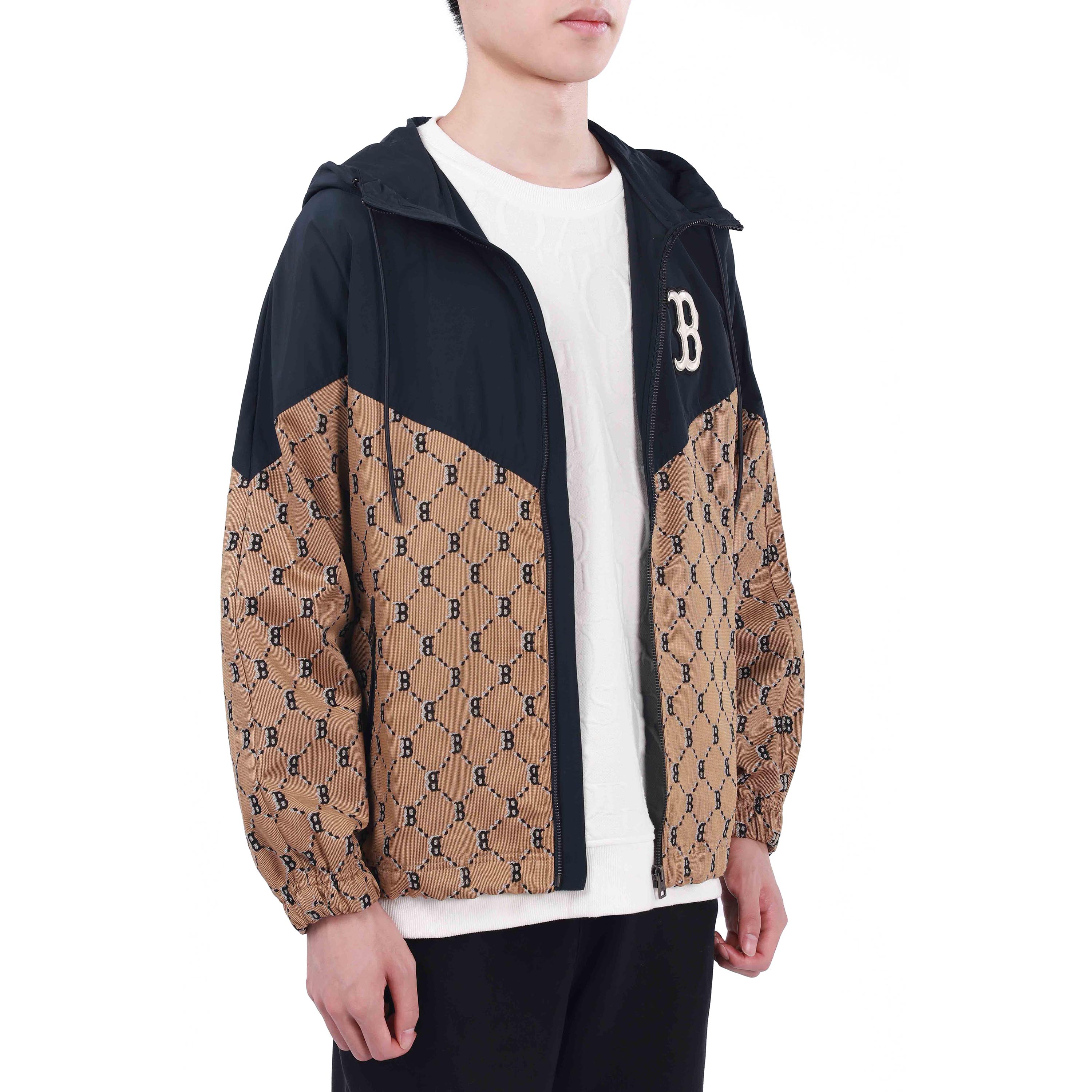 MLB Logo Printed Hoodie Jacket Unisex Khaki Color 3AWJM0224-43BGS 圖 5