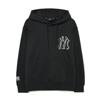 MLB Logo Printed Hoodie Long Sleeve Unisex Black Sweatshirt 3AHDB0336-50BKS