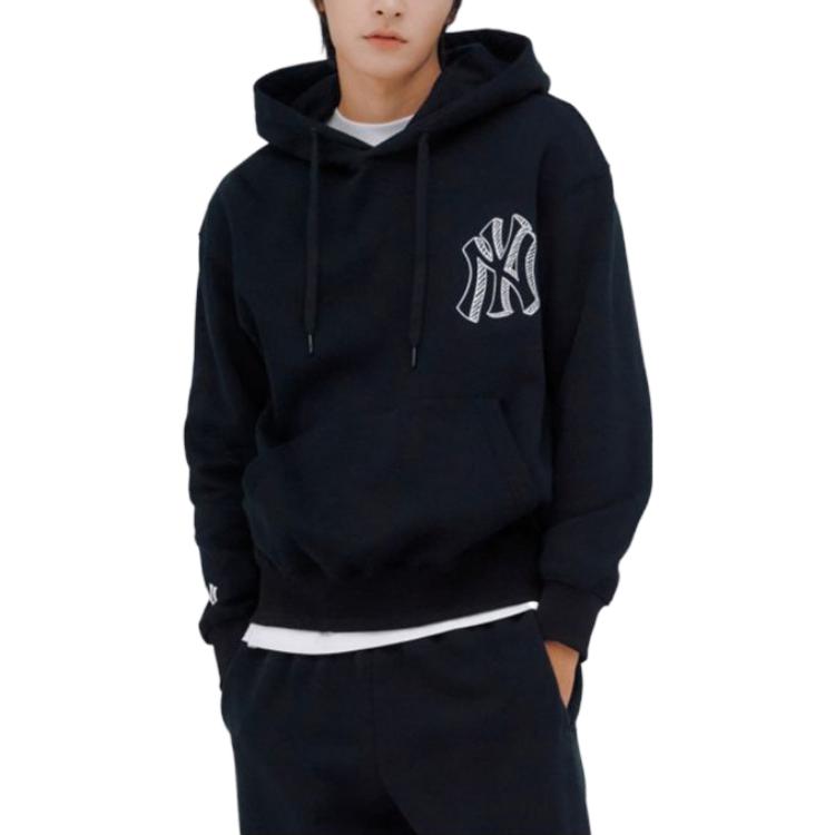MLB Logo Printed Hoodie Long Sleeve Unisex Black Sweatshirt 3AHDB0336-50BKS 圖 4
