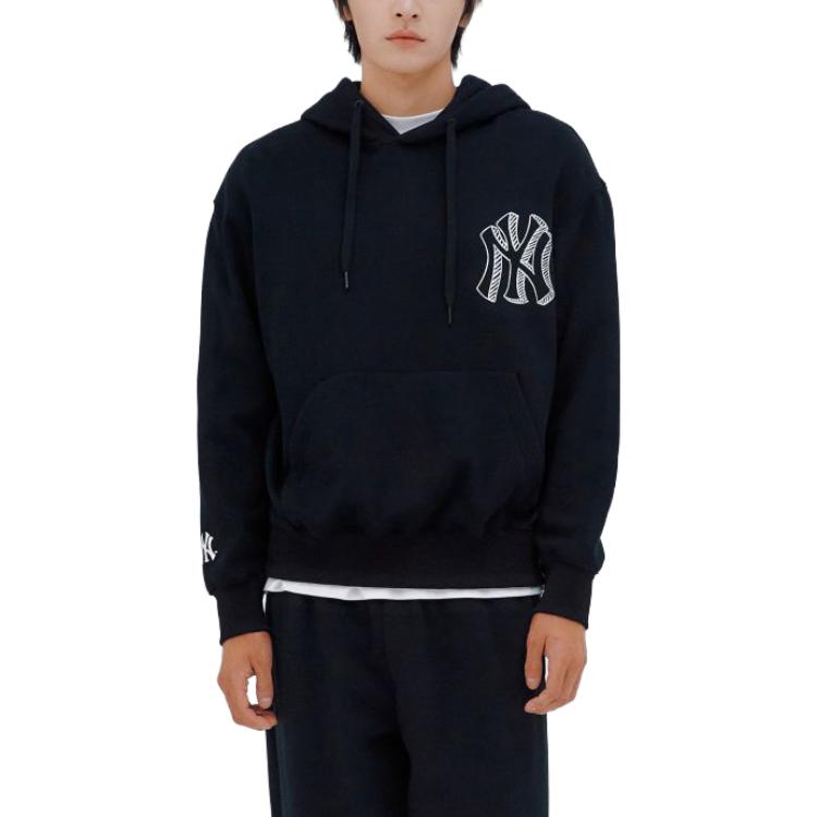 MLB Logo Printed Hoodie Long Sleeve Unisex Black Sweatshirt 3AHDB0336-50BKS 圖 5