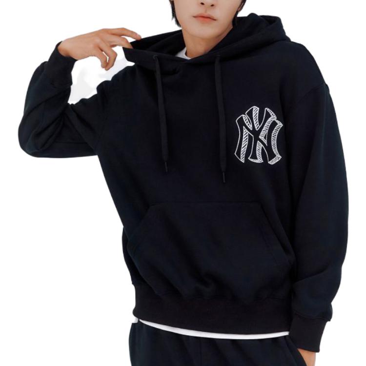 MLB Logo Printed Hoodie Long Sleeve Unisex Black Sweatshirt 3AHDB0336-50BKS 圖 7