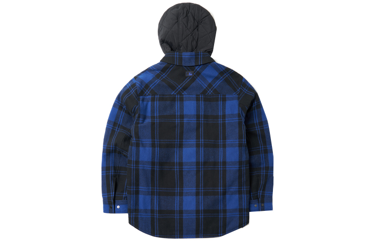 MLB Logo Printed Quilted Plaid Hooded Jacket Unisex - Navy Blue 3APDP0116-07INS 圖 3