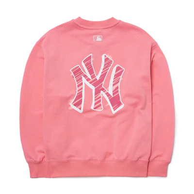 MLB Logo Sweatshirt Pink - New York Yankees Back Logo Unisex Long Sleeve 3AMTB0121-50COL