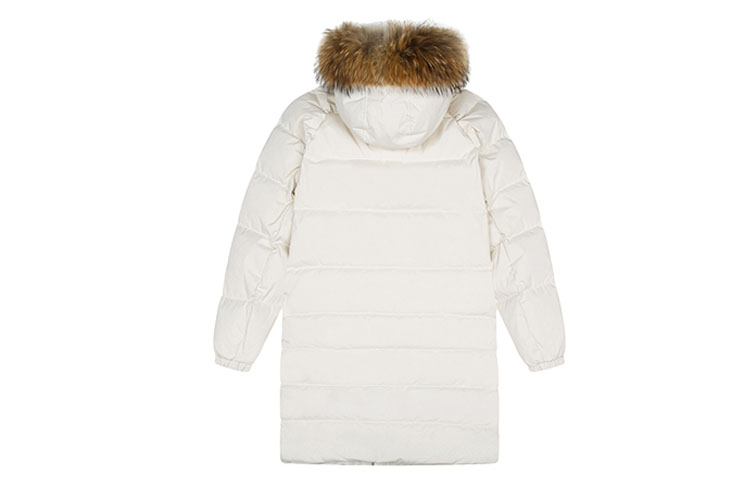 MLB Long Puffer Coat with Fur Collar Unisex Ivory White Winter Jacket 31DJZ3061 圖 3
