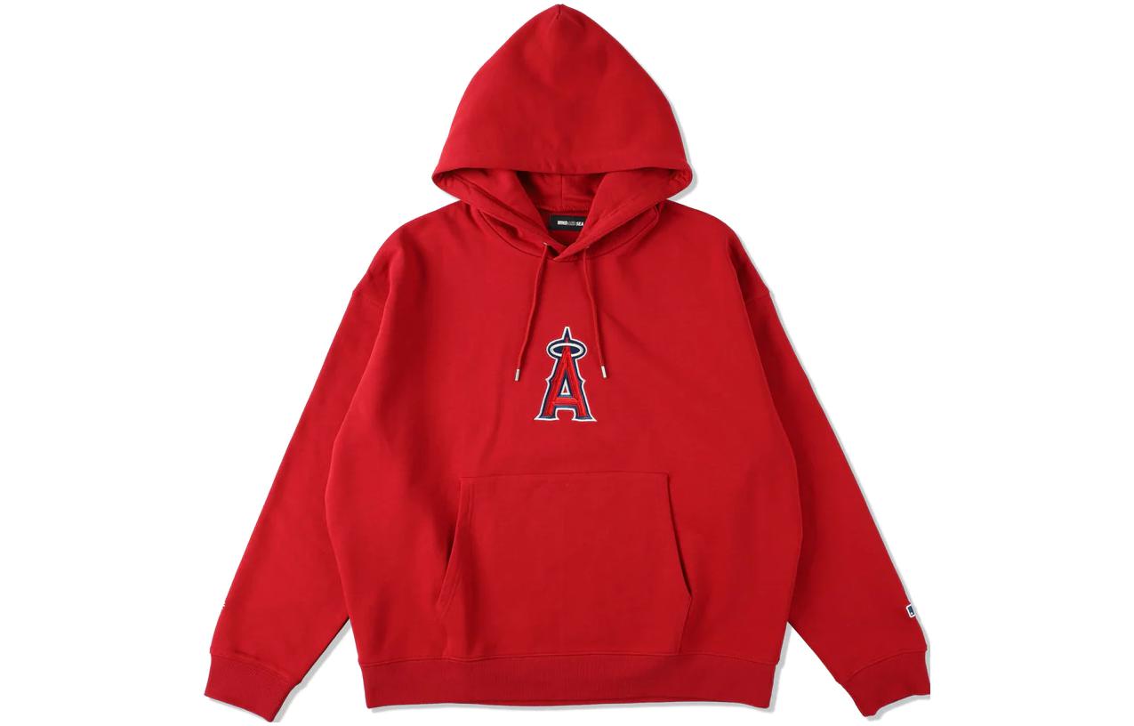 MLB Los Angeles Angels Wind and Sea Red Hoodie Unisex with Logo and Pocket WDS-C-MLB5-23-AP-Q2-05-ANGELS