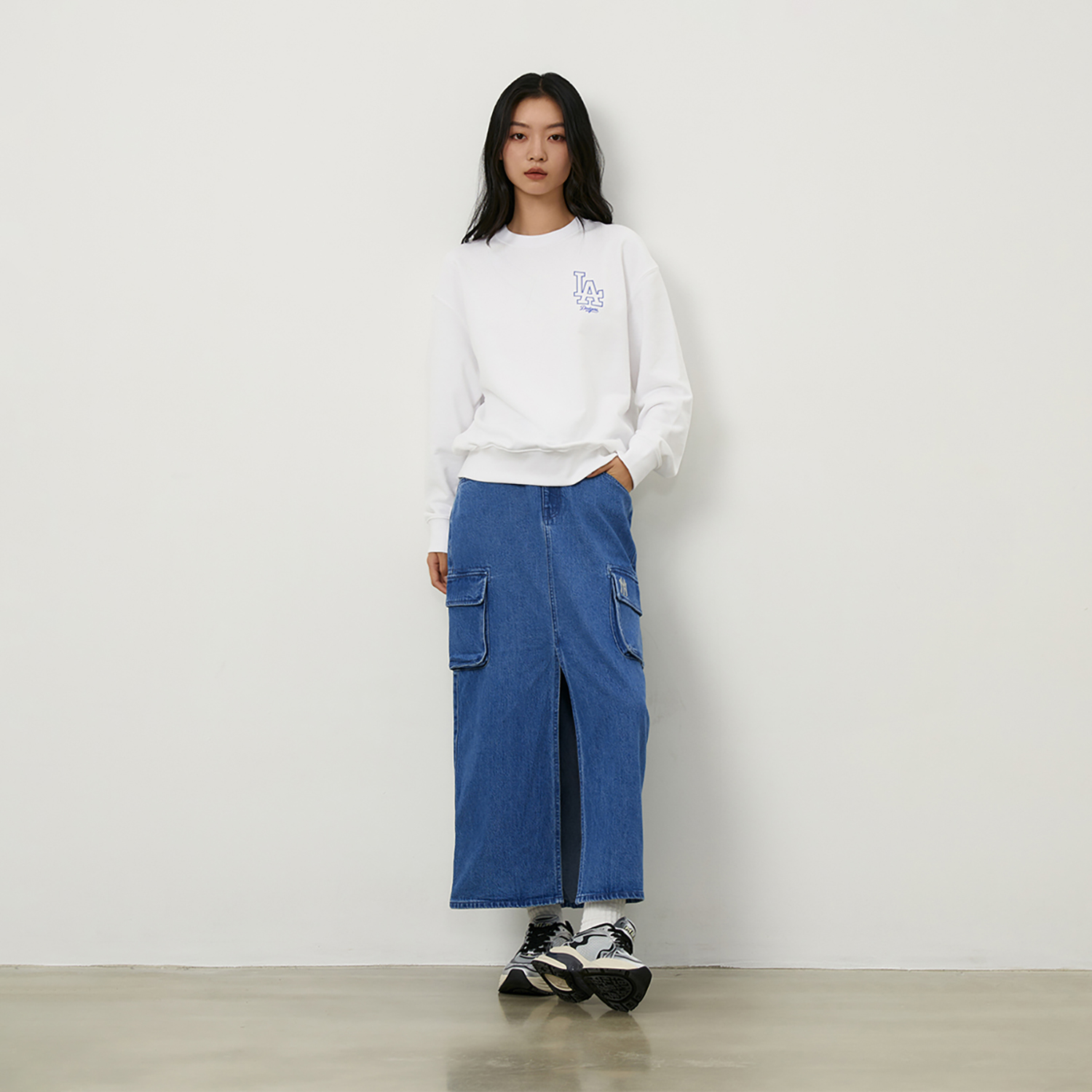 Cheap MLB 洛杉磯道奇 基本款 24FW 圓領衛衣 中性款 米白色 3AMTB9744-07WHS