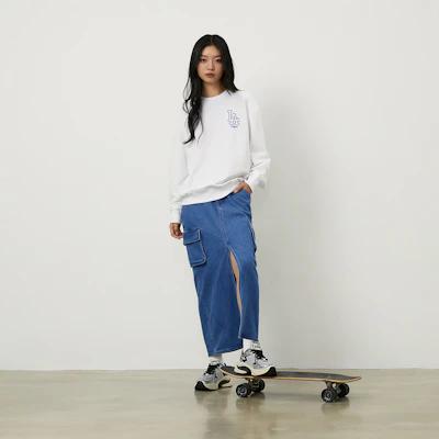 MLB 洛杉磯道奇 基本款 24FW 圓領衛衣 中性款 米白色 3AMTB9744-07WHS 1