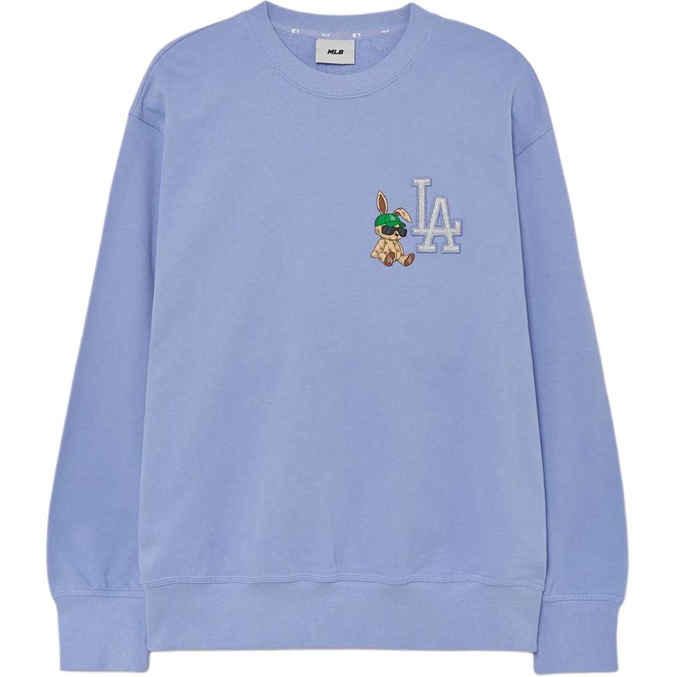 MLB Los Angeles Dodgers Cartoon Bunny Print Oversized Crewneck Sweatshirt Purple 3AMTQ0131-07PPL