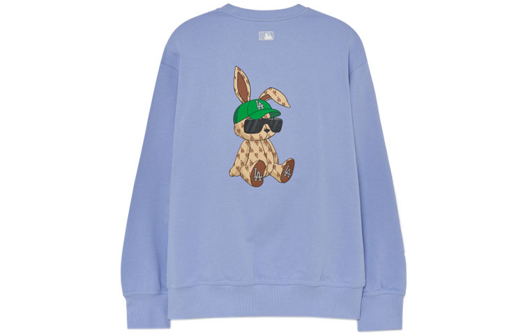 MLB Los Angeles Dodgers Cartoon Bunny Print Oversized Crewneck Sweatshirt Purple 3AMTQ0131-07PPL 圖 2
