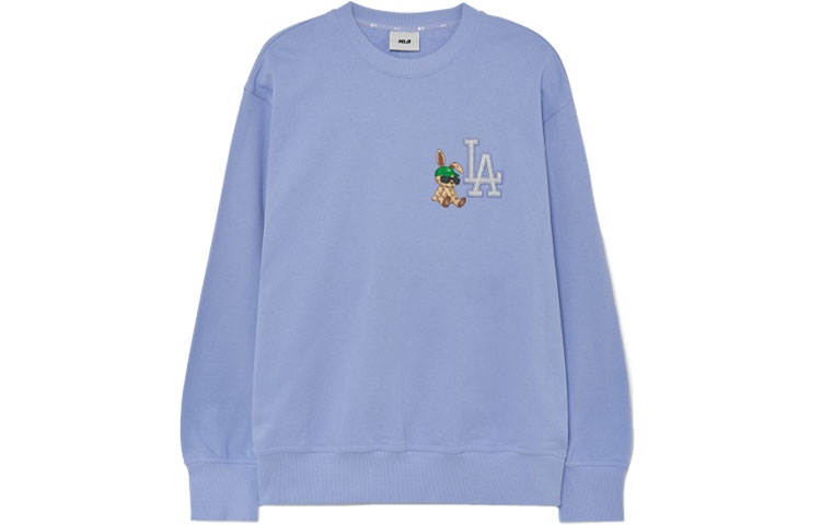 MLB Los Angeles Dodgers Cartoon Bunny Print Oversized Crewneck Sweatshirt Purple 3AMTQ0131-07PPL 圖 3