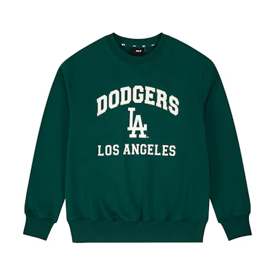 MLB Los Angeles Dodgers Collegiate Print Crewneck Sweatshirt Green Unisex 3AMTV0134-07GND