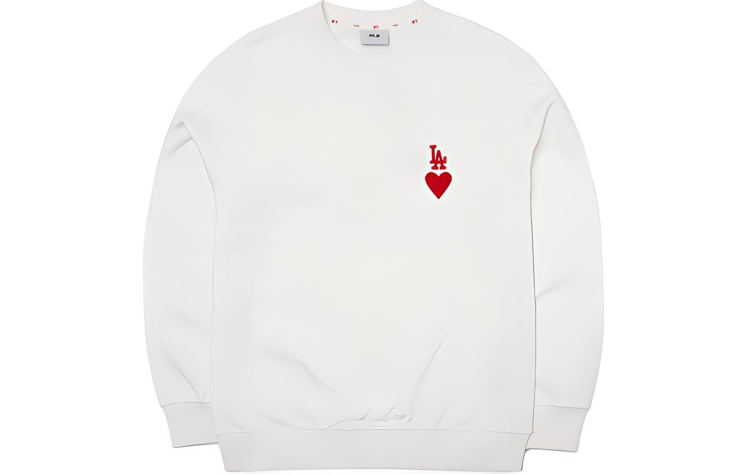 MLB Los Angeles Dodgers Embroidered Heart Long Sleeve Crewneck Sweatshirt White 3AMTH0114-07IVS