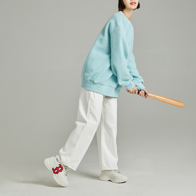 Shop MLB洛杉矶道奇队男女同款浅蓝色羊毛衫圆领卫衣 3AMTB0726-07BLL