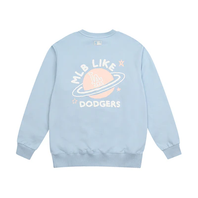 MLB Los Angeles Dodgers Graffiti Crewneck Fleece Sweatshirt Unisex Light Blue 31MT54061-07S