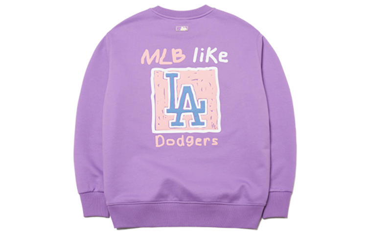 MLB Los Angeles Dodgers Graffiti Lettering Crewneck Sweatshirt Unisex Light Purple 3AMTL0414-07LDS