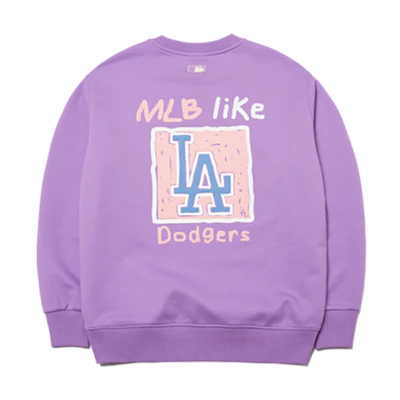 MLB Los Angeles Dodgers Graffiti Lettering Crewneck Sweatshirt Unisex Light Purple 3AMTL0414-07LDS