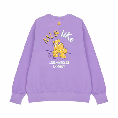 MLB Los Angeles Dodgers Letter Print Crewneck Sweatshirt Unisex - Violet 3AMTL0221-07PPN