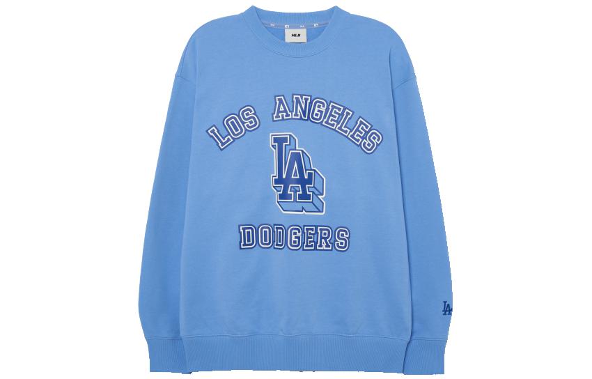 MLB Los Angeles Dodgers Letter Print Pullover Sweatshirt Light Blue Unisex 3AMTV0131-07CBL