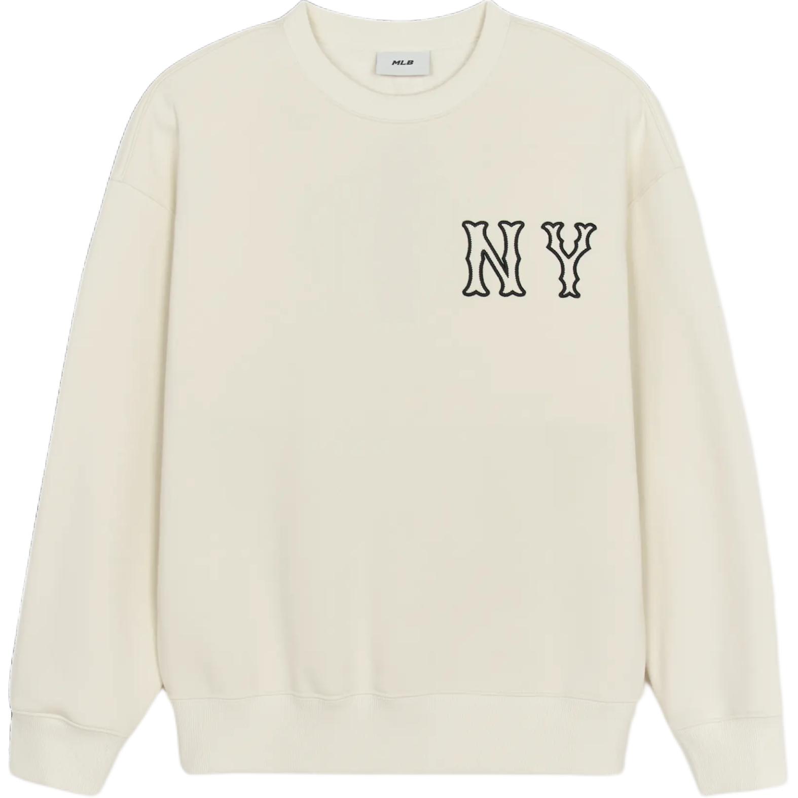 MLB Los Angeles Dodgers Logo Crewneck Pullover Sweatshirt Cream White () 3AMTB3146-50CRM