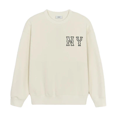 MLB Los Angeles Dodgers Logo Crewneck Pullover Sweatshirt Cream White () 3AMTB3146-50CRM