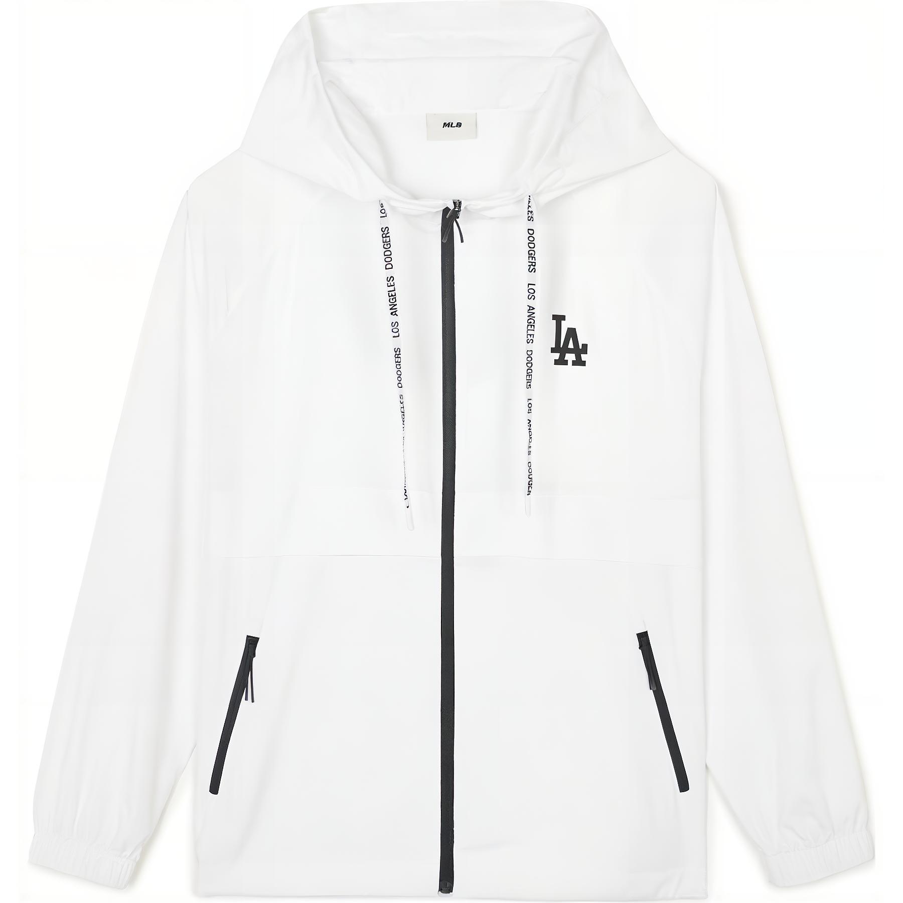 MLB Los Angeles Dodgers Logo Hoodie Windbreaker Jacket Unisex White 3AWJB0843-07WHS