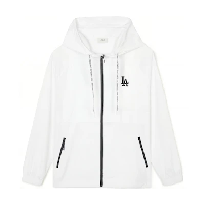 MLB Los Angeles Dodgers Logo Hoodie Windbreaker Jacket Unisex White 3AWJB0843-07WHS