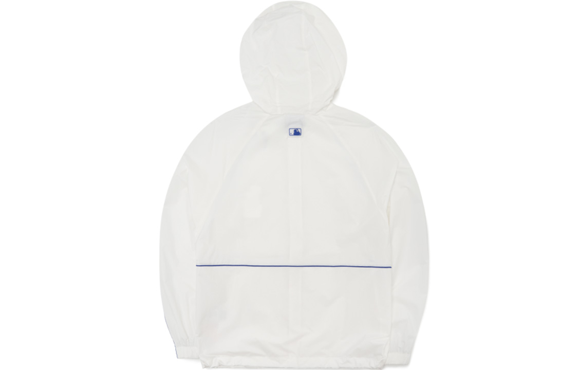 Lookbook Jaket Windbreaker Hoodie Unisex Putih MLB Los Angeles Dodgers Logo Print 3AWJB0521-07WHS