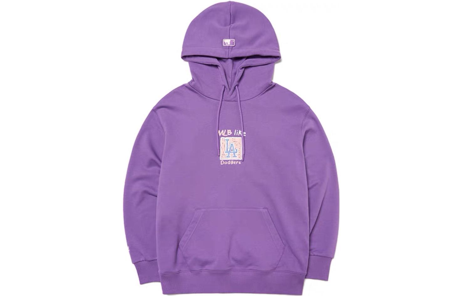 MLB Los Angeles Dodgers Logo Print Lavender Hoodie Unisex 3AHDL0314-07LDD