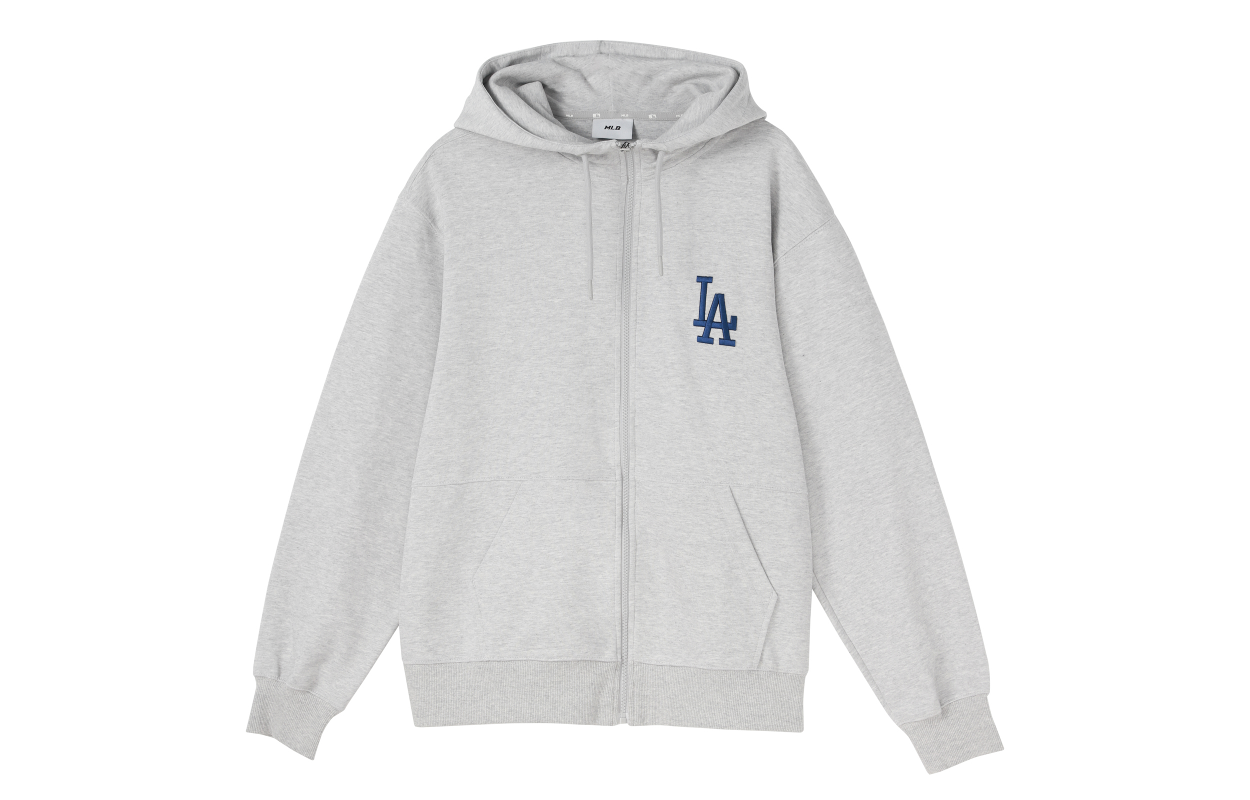 MLB Los Angeles Dodgers Logo Zip Hoodie Sweatshirt Unisex Light Gray 3ATRB0121-07MGS