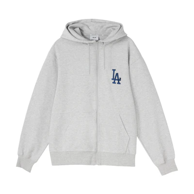 MLB Los Angeles Dodgers Logo Zip Hoodie Sweatshirt Unisex Light Gray 3ATRB0121-07MGS
