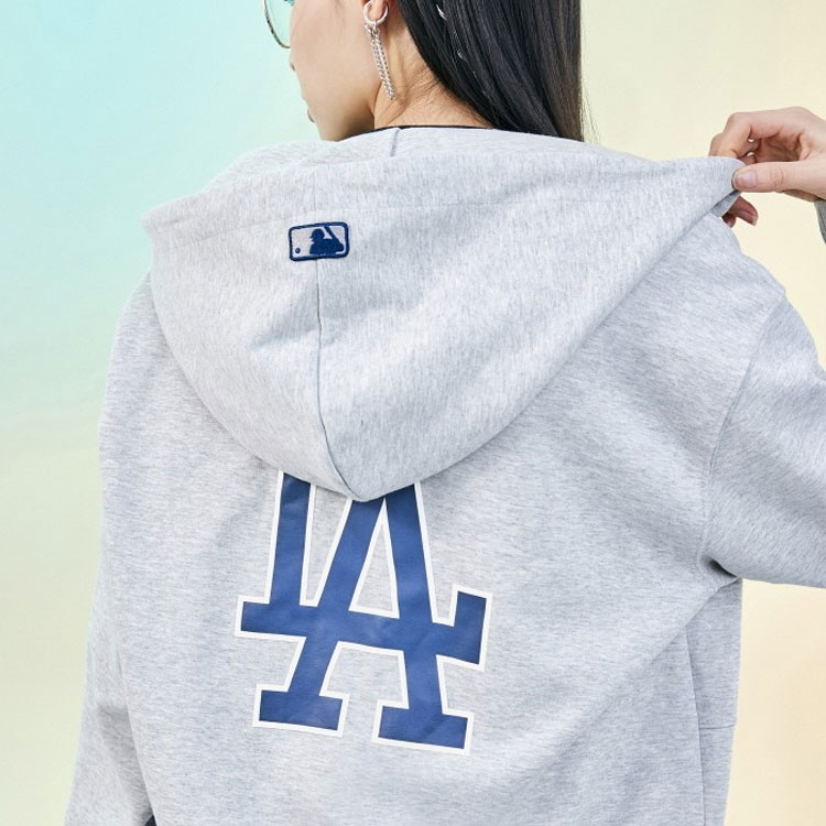 MLB Los Angeles Dodgers Logo Zip Hoodie Sweatshirt Unisex Light Gray 3ATRB0121-07MGS 圖 5