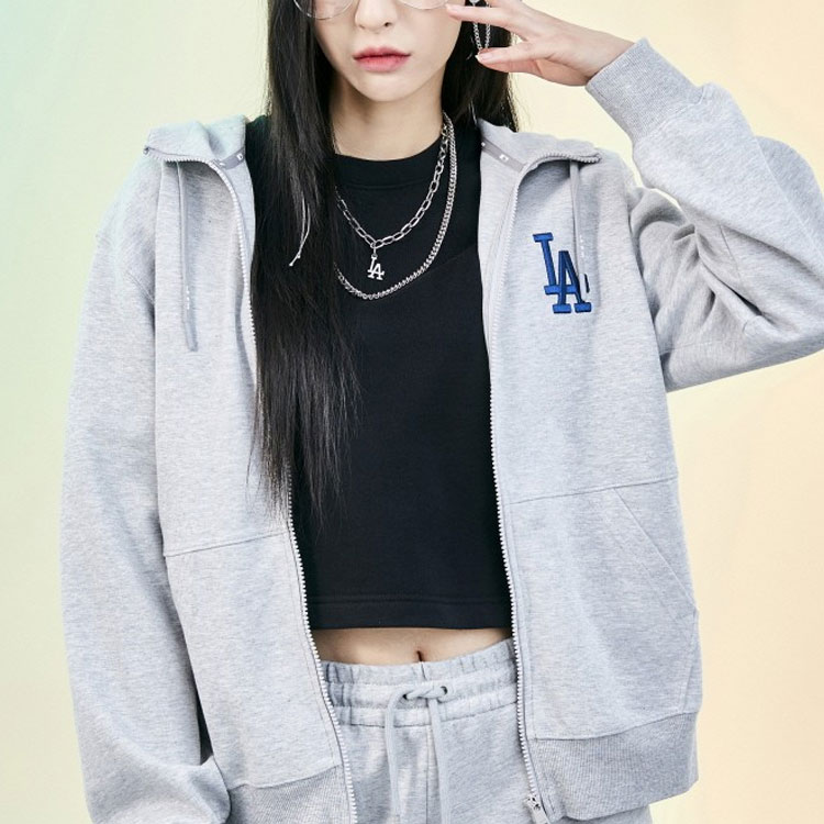 MLB Los Angeles Dodgers Logo Zip Hoodie Sweatshirt Unisex Light Gray 3ATRB0121-07MGS 圖 6