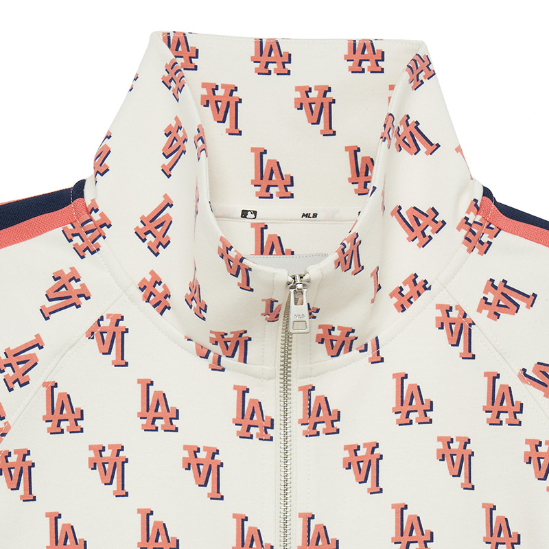 Shop MLB Los Angeles Dodgers Retro Stripe Full-Print Jacket Cream Unisex 3ATRM0231-07CRS