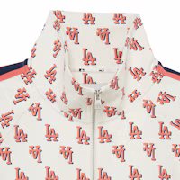 Shop MLB 洛杉磯道奇 復古條紋滿版外套 米色 男女款 3ATRM0231-07CRS