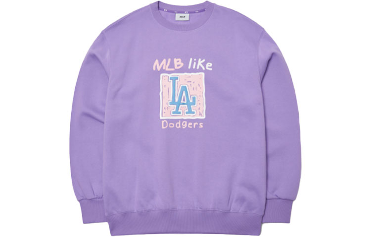 MLB Los Angeles Dodgers Square Print Crewneck Sweatshirt Purple Unisex 3AMTL6116-07LDS