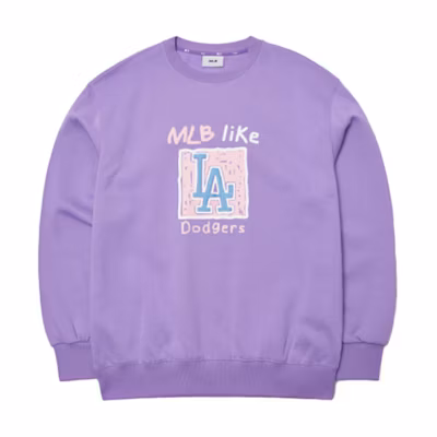 MLB Los Angeles Dodgers Square Print Crewneck Sweatshirt Purple Unisex 3AMTL6116-07LDS