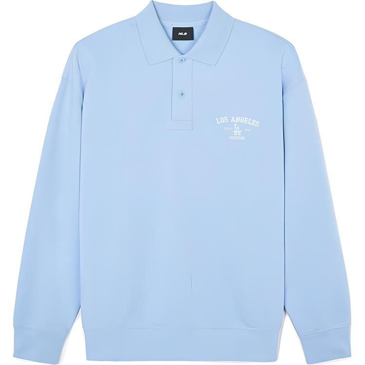 MLB Los Angeles Dodgers Varsity Polo Long Sleeve Sweatshirt Unisex Sky Blue 3AMTV0841-07SBS