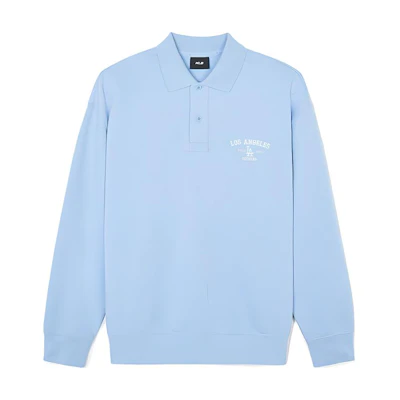 MLB Los Angeles Dodgers Varsity Polo Long Sleeve Sweatshirt Unisex Sky Blue 3AMTV0841-07SBS