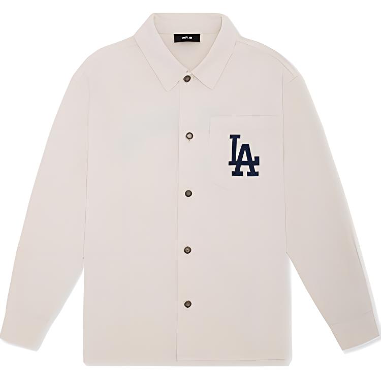 MLB Los Angeles Dodgers Varsity Unisex Long Sleeve Shirt in Cream. 3ADRV0144-07CRD