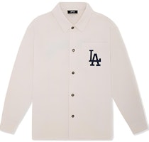MLB Los Angeles Dodgers Varsity Unisex Long Sleeve Shirt in Cream. 3ADRV0144-07CRD MLB Los Angeles Dodgers Varsity Unisex Long Sleeve Shirt in Cream. 3ADRV0144-07CRD