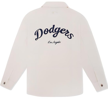 MLB Los Angeles Dodgers Varsity Unisex Long Sleeve Shirt in Cream. 3ADRV0144-07CRD Lookbook MLB Los Angeles Dodgers Varsity Unisex Long Sleeve Shirt in Cream. 3ADRV0144-07CRD