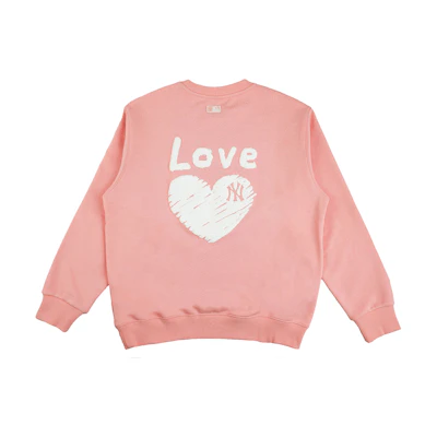 MLB Love Heart Print Pink Crewneck Sweatshirt Unisex Casual Style 31MTL2111-50P