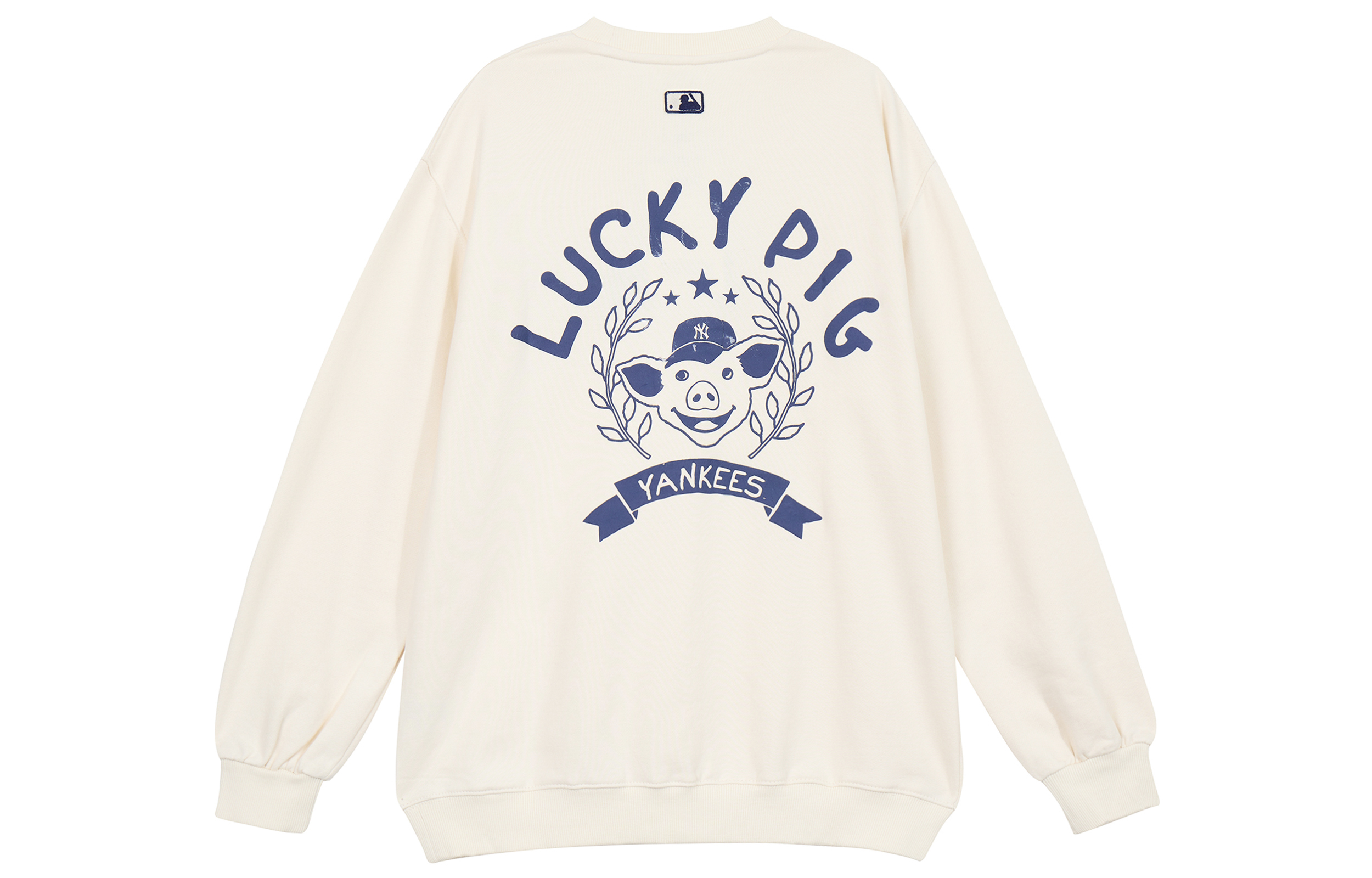 MLB Lucky Pig Logo Crewneck Sweatshirt Unisex Off-White Long Sleeve 31MTC6941-50I